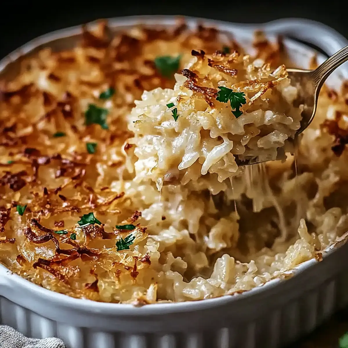 Cozy French Onion Chicken Rice Bake