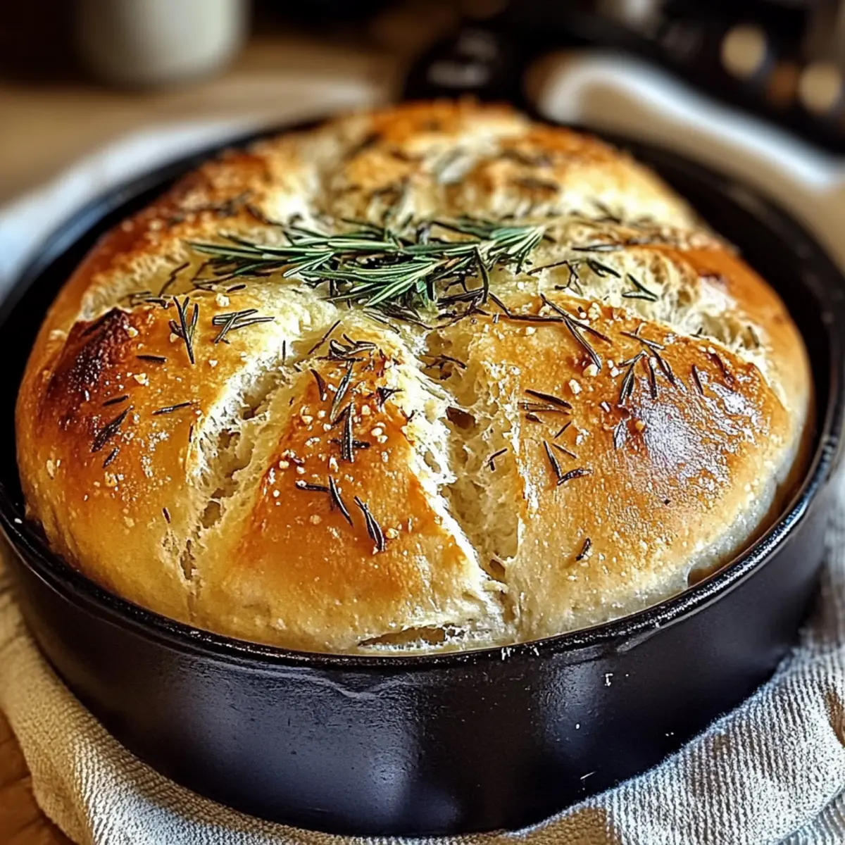 Rustic No-Knead Rosemary Garlic Bread